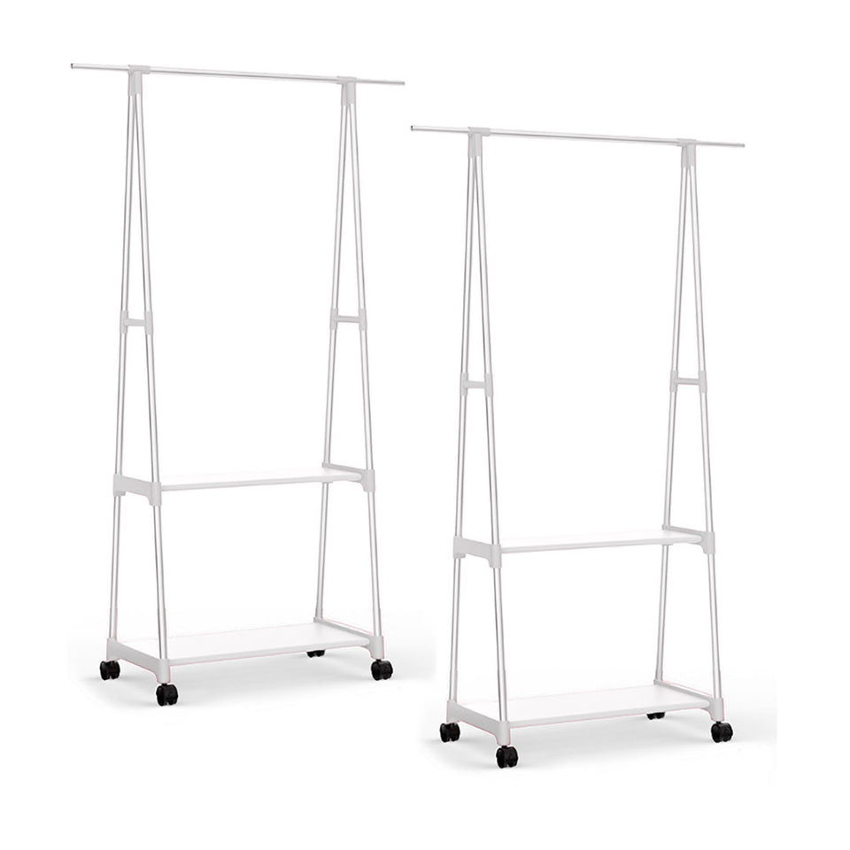 SOGA 2X White 2-in-1 Clothes and Shoe Rack