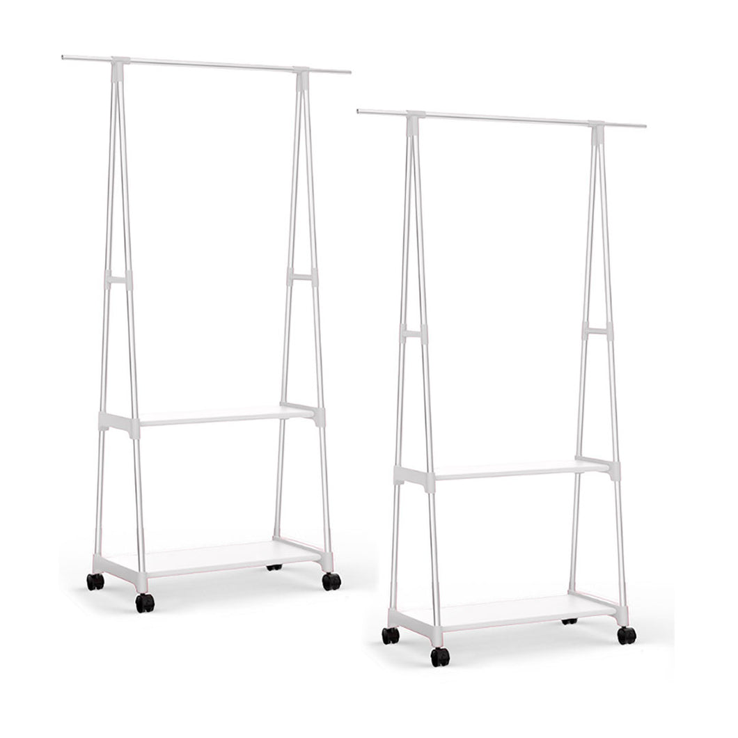 SOGA 2X White 2-in-1 Clothes and Shoe Rack