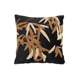 SOGA 45cm Black Brown Bamboo Leaf Botanical Embroidered Throw Pillow