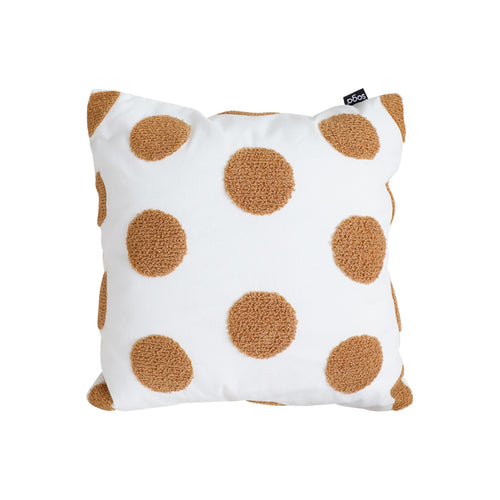 SOGA Tufted Cushion 45cm White Brown Polka Dot Circle Pattern Decorative Throw Pillow