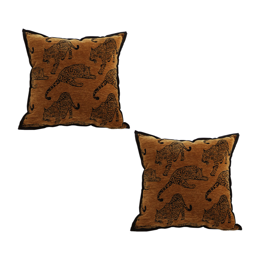 SOGA 2-Pack 45cm Dark Brown Leopard Print Throw Pillows
