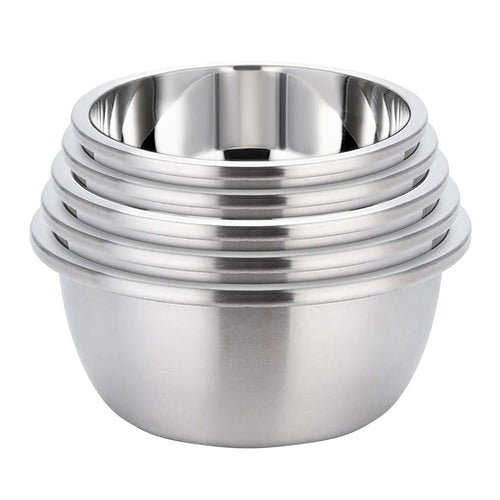SOGA 5Pcs Deepen Matte Stainless Steel Stackable Baking Washing Mixing Bowls Set Food Storage Basin