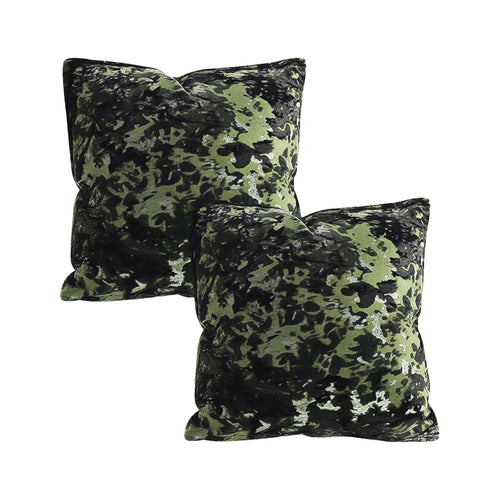 SOGA 2X 50cm Forest Green Crushed Velvet Decorative Throw Pillow