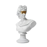 SOGA 40cm White Classical Bust Resin Sculpture with Gold Eye Mask for Modern Home Decor