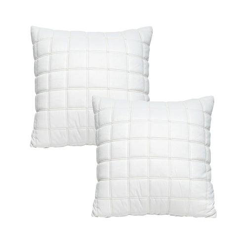SOGA 2X Quilted Cushion 50cm White Grid Pattern Soft Padded Decorative Throw Pillow