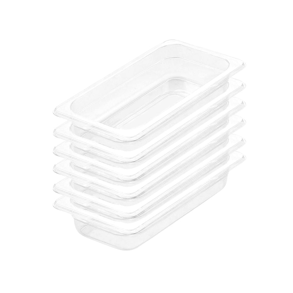 SOGA 65mm Clear Gastronorm GN Pan 1/3 Food Tray Storage Bundle of 6