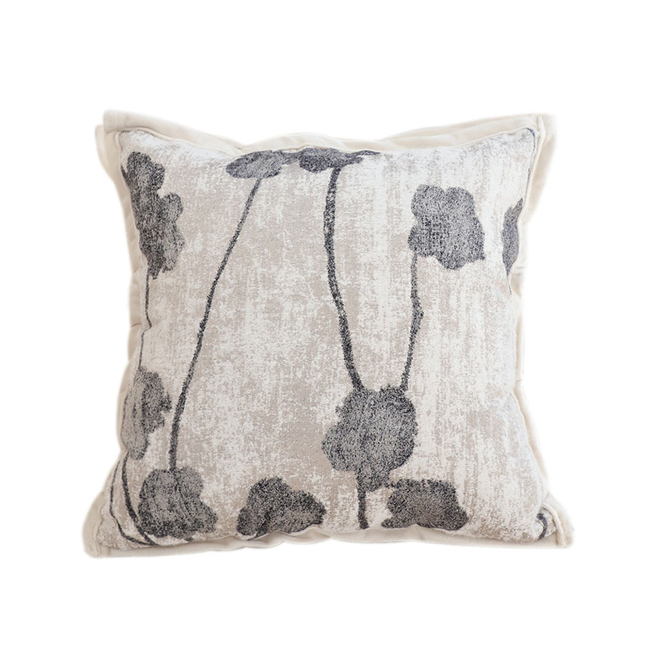SOGA 45cm Modern Gray Floral Stem Pattern Contemporary Throw Pillow