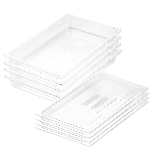 SOGA 65mm Clear Gastronorm GN Pan 1/1 Food Tray Storage Bundle of 4 with Lid