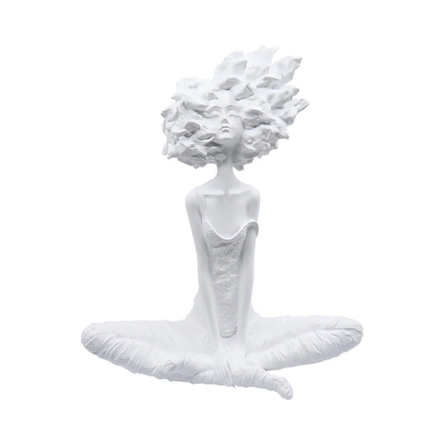 SOGA 59cm White Resin Sculpture Abstract Yoga Girl Design for Home Decor