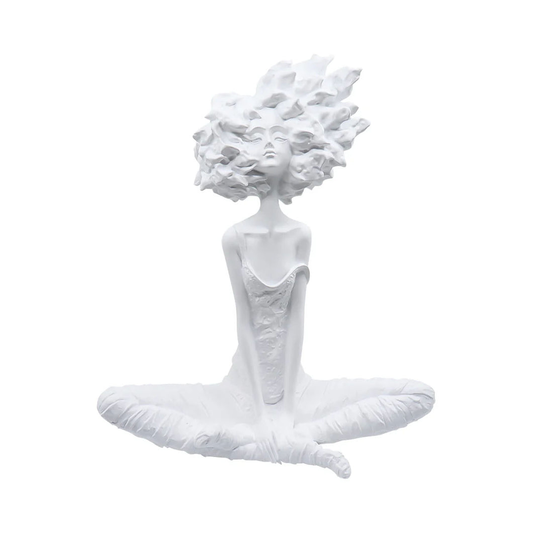 SOGA 59cm White Resin Sculpture Abstract Yoga Girl Design for Home Decor
