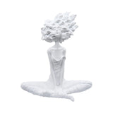 SOGA 59cm White Resin Sculpture Abstract Yoga Girl Design for Home Decor