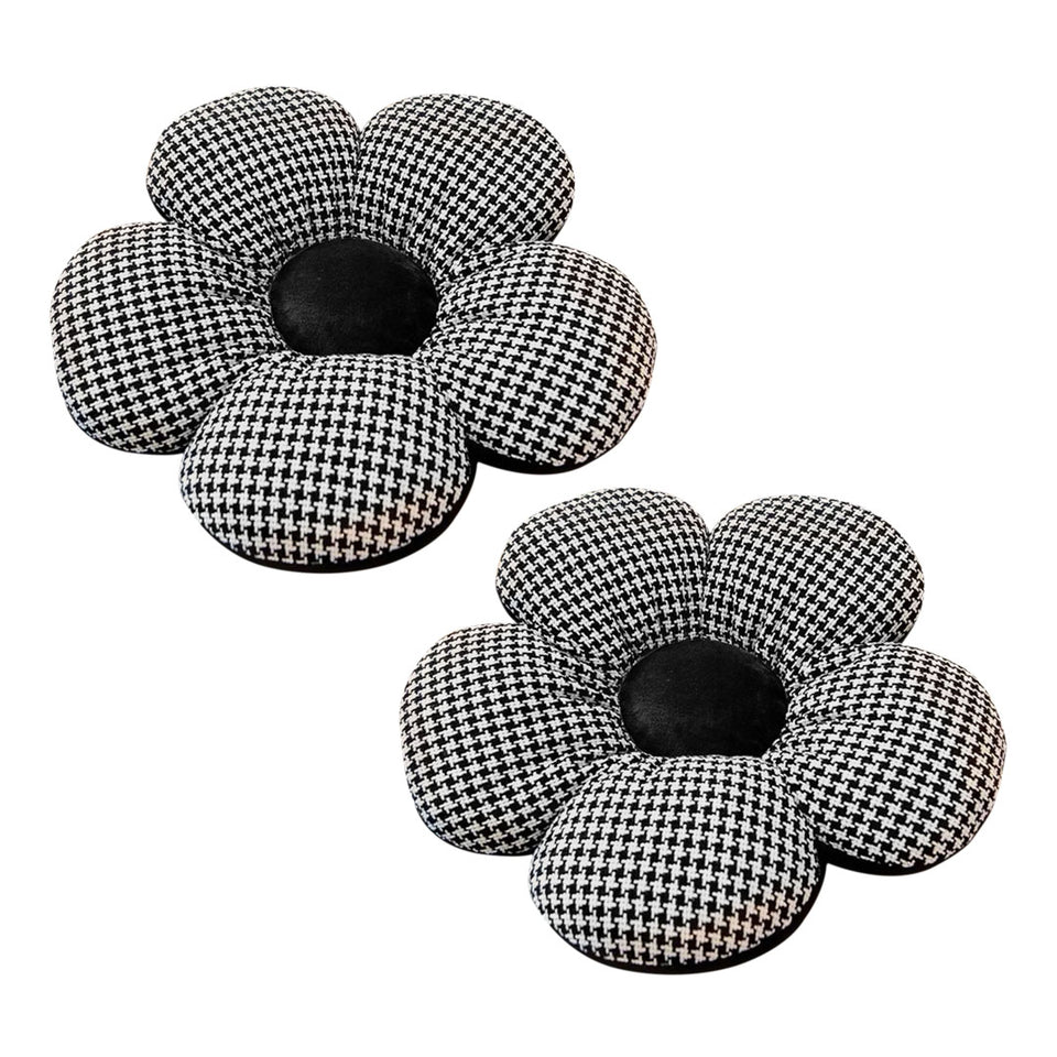 SOGA 2X Black Flower Cushion Shaped for Floor and Sitting Throw Pillow