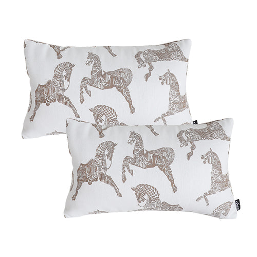 SOGA 2X 35cm White Decorative Horse Pattern Cushion Throw Pillow