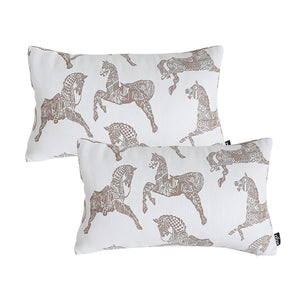 SOGA 2X 35cm White Decorative Horse Pattern Cushion Throw Pillow