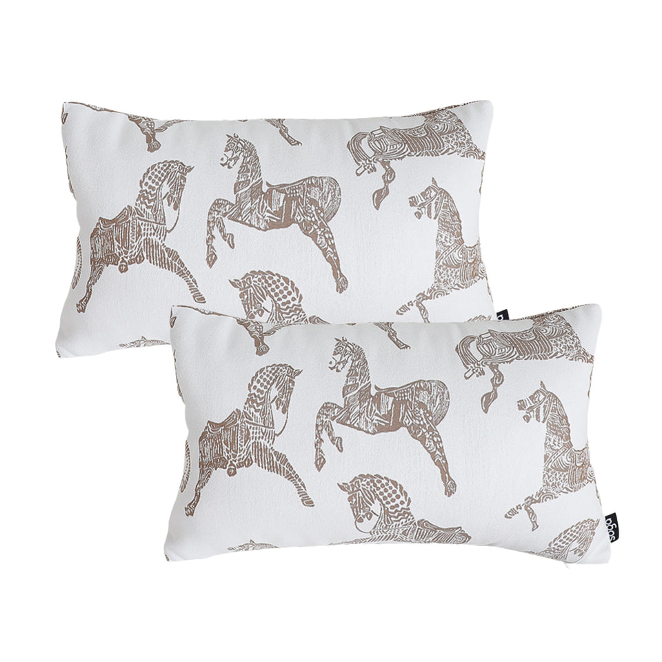 SOGA 2X 35cm White Decorative Horse Pattern Cushion Throw Pillow
