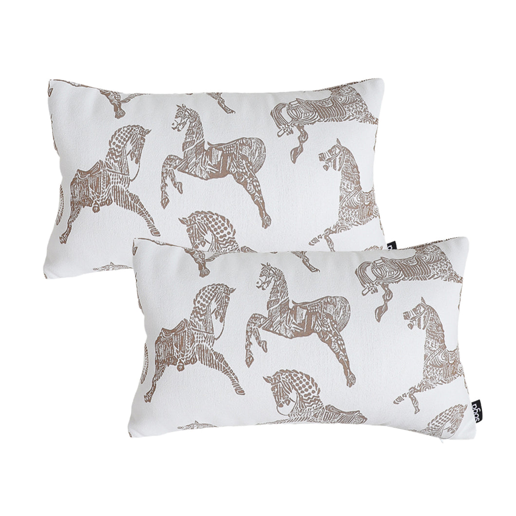 SOGA 2X 35cm White Decorative Horse Pattern Cushion Throw Pillow