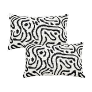 SOGA 2X 30cm Black White Abstract Swirl Pattern Decorative Throw Pillow