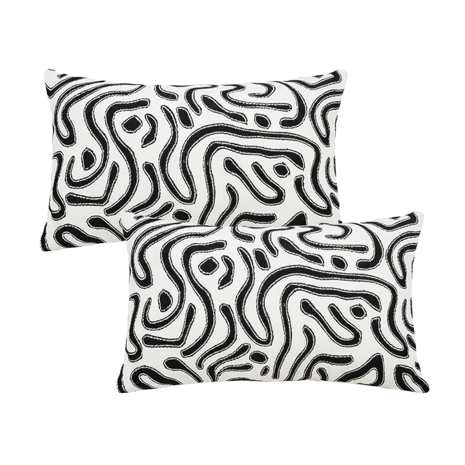SOGA 2X 30cm Black White Abstract Swirl Pattern Decorative Throw Pillow