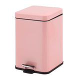 SOGA Foot Pedal Stainless Steel Square Trash Bin Pink 6L