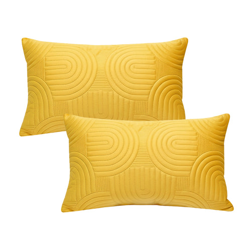 SOGA 2X 30cm Yellow Textured Geometric Pattern Decorative Throw Pillow