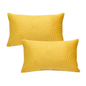 SOGA 2X 30cm Yellow Textured Geometric Pattern Decorative Throw Pillow