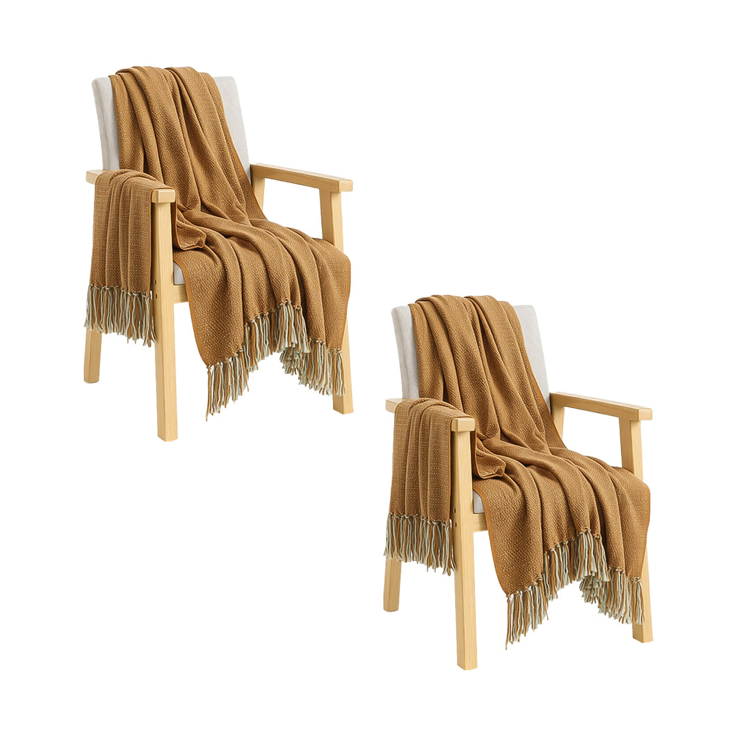 SOGA 2X Mustard Yellow Throw Blanket 127x170cm Soft Acrylic