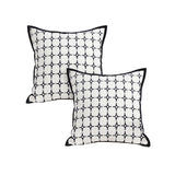 SOGA 2X 50cm Moroccan Black Cross Pattern Black Trim Decorative Throw Pillow