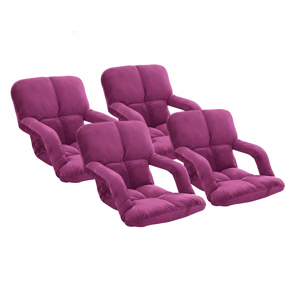 SOGA 4X Foldable Lounge Cushion Adjustable Floor Lazy Recliner Chair with Armrest- Magenta