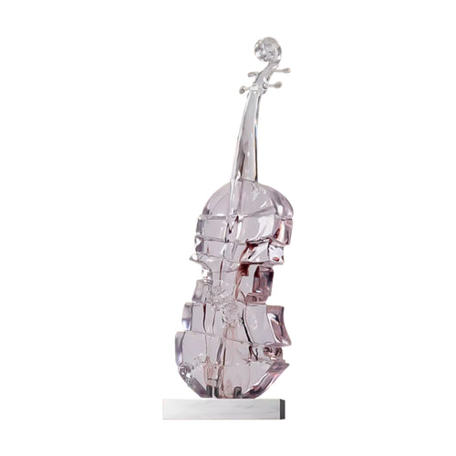 SOGA 75cm Transparent Crystal Violin Fiberglass Sculpture with Artificial Marble Base for Modern Home Decor
