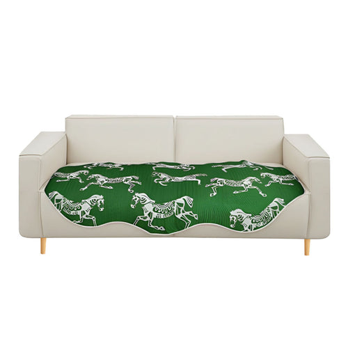 SOGA Four-Seater Green Horse Print 90x260cm Throw Blanket Sofa Cover