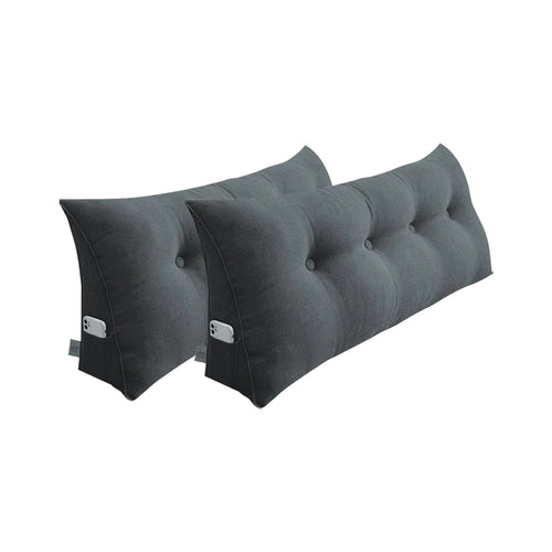 SOGA 2X 120cm Dark Grey Triangular Wedge Bed Pillow Headboard Backrest Bedside Tatami Cushion Home Decor
