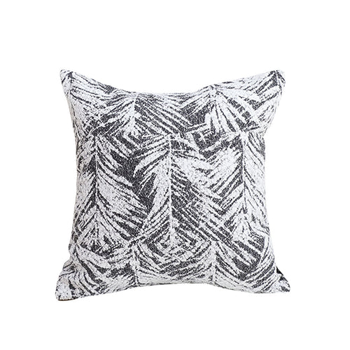 SOGA 50cm Modern Charcoal Palm Leaf Print Contemporary Throw Pillow