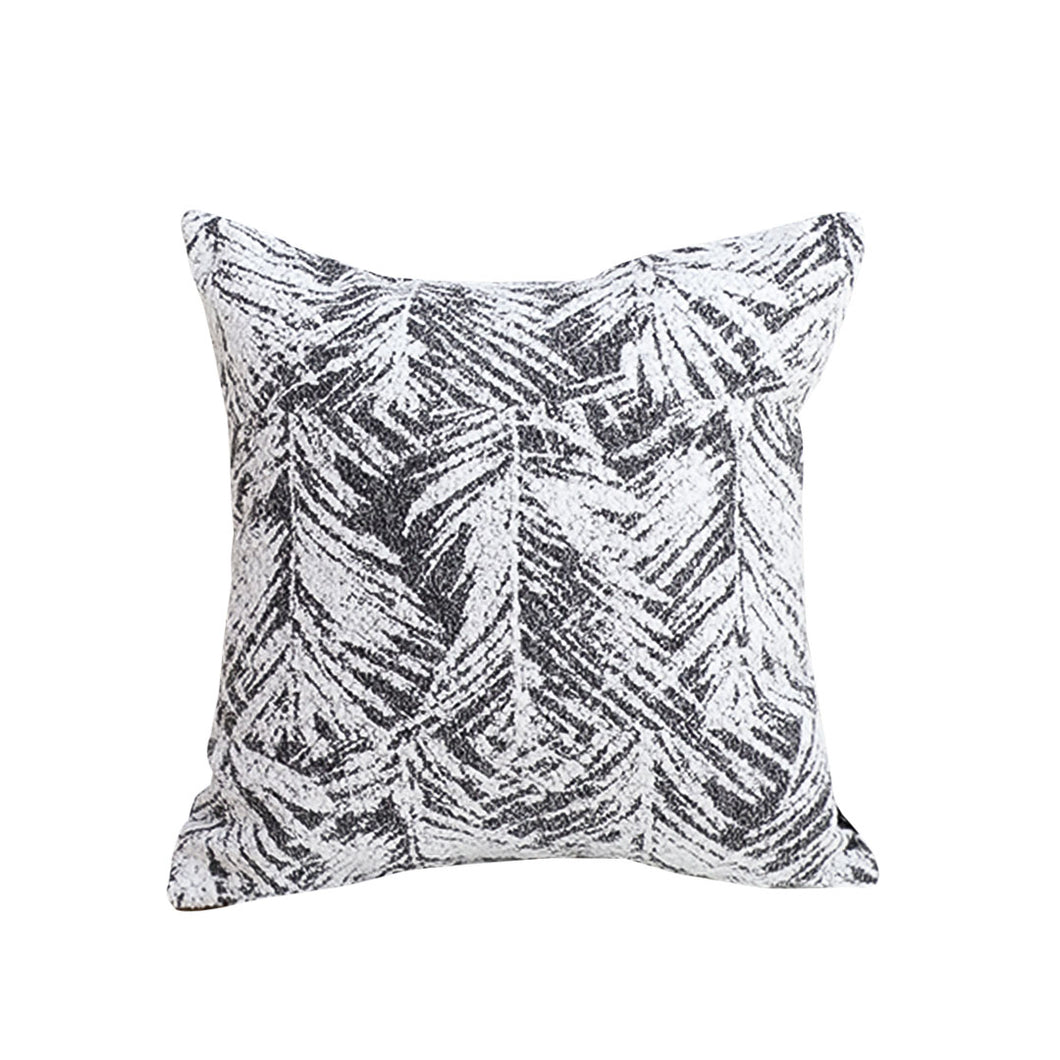 SOGA 50cm Modern Charcoal Palm Leaf Print Contemporary Throw Pillow