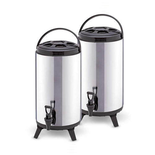 SOGA 2 x 10L Portable Insulated Cold/Heat Coffee Bubble Tea Pot Beer Barrel With Dispenser