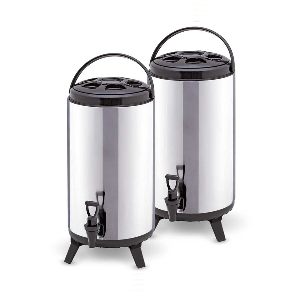 SOGA 2 x 10L Portable Insulated Cold/Heat Coffee Bubble Tea Pot Beer Barrel With Dispenser