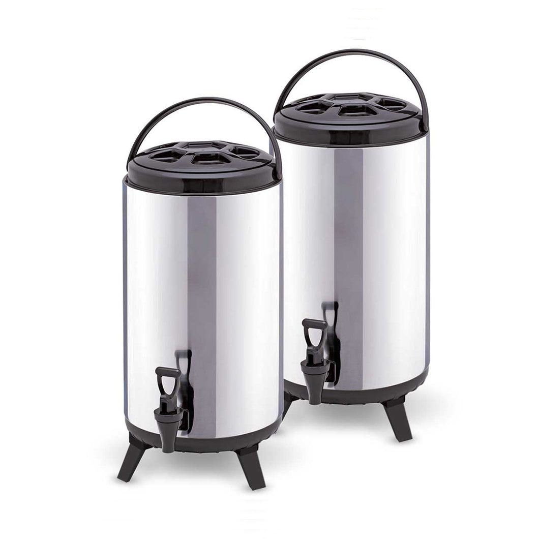 SOGA 2 x 10L Portable Insulated Cold/Heat Coffee Bubble Tea Pot Beer Barrel With Dispenser