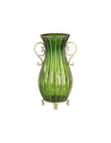 SOGA 51cm Green Glass Oval Floor Vase with Metal Flower Stand