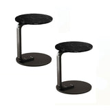 SOGA 2X 50cm Black Marble Mini Side Table Movable Lightweight w/ Black Frame