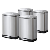 SOGA 4-Pack 12L Silver Stainless Steel Foot Pedal Trash Bin