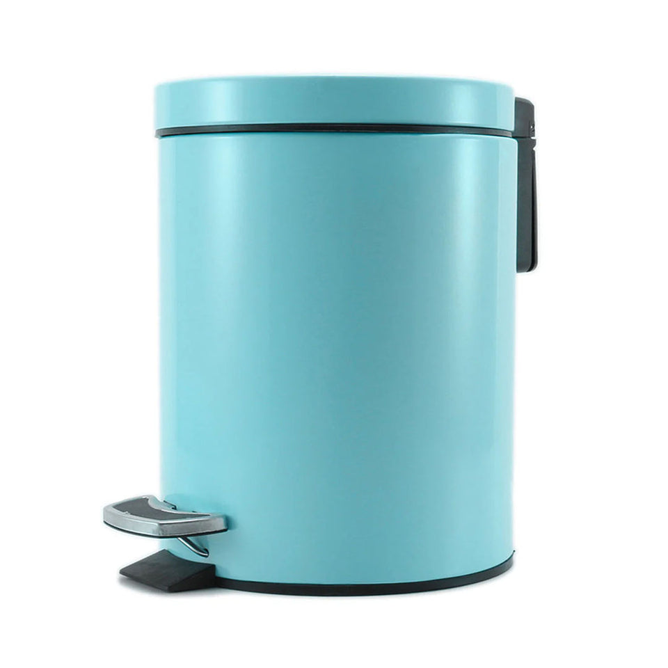 SOGA 7L Modern Foot Pedal Trash Bin Waste Kitchen Bathroom Stainless Steel Round Blue
