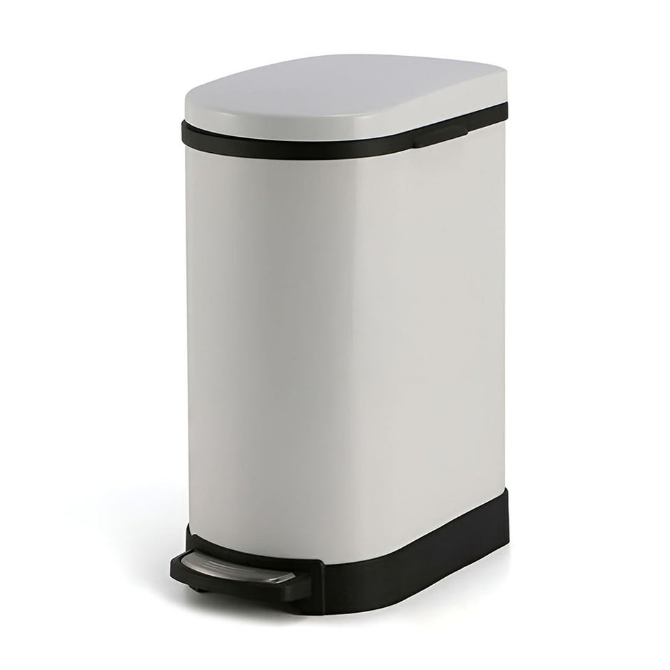 SOGA Foot Pedal Stainless Steel Rubbish Recycling Garbage Waste Trash Bin 10L U White