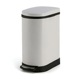 SOGA Foot Pedal Stainless Steel Rubbish Recycling Garbage Waste Trash Bin 10L U White