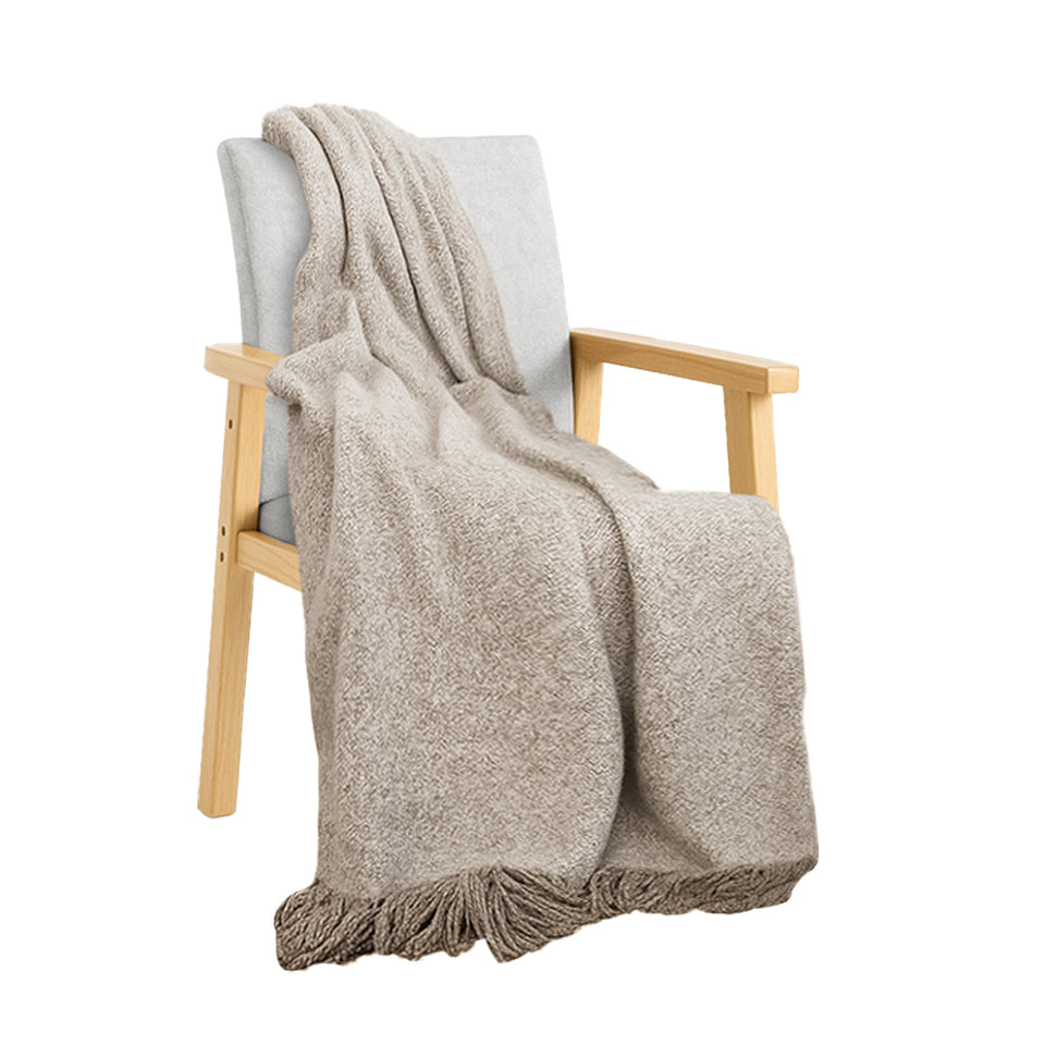 SOGA 160x200cm Coffee Blanket – Vintage Tassel Throw for Rustic Comfort