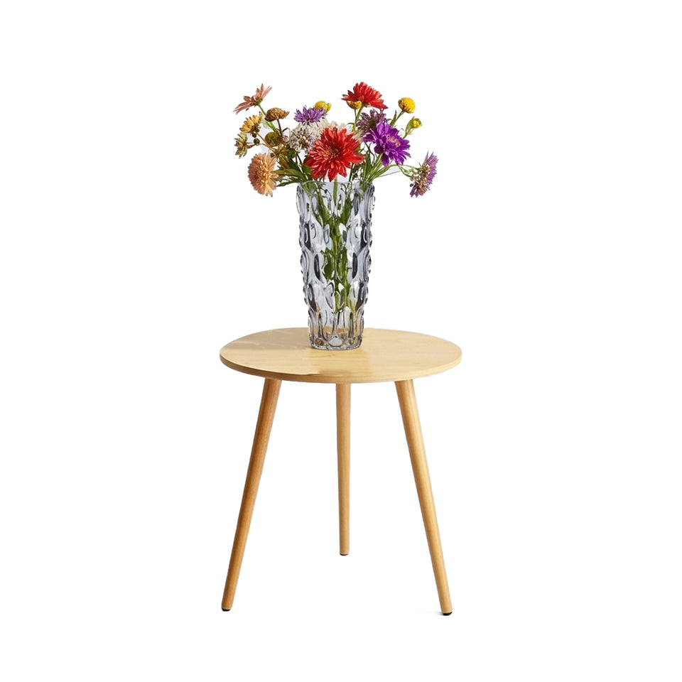 SOGA Home & Living Bundle – Walnut Side Coffee Table & Grey Glass Vase for Modern Home Decor