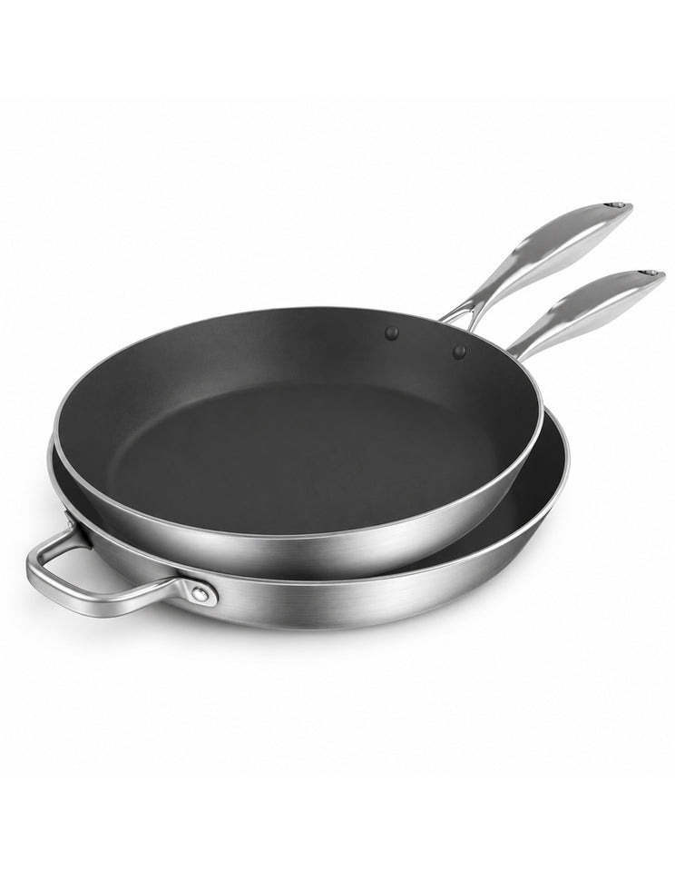 SOGA Stainless Steel Fry Pan 26cm 34cm Frying Pan Induction Non Stick Interior