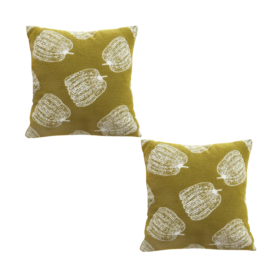 SOGA 2X 50cm Throw Pillow Green Autumn Harvest Pumpkin Print Home Decor