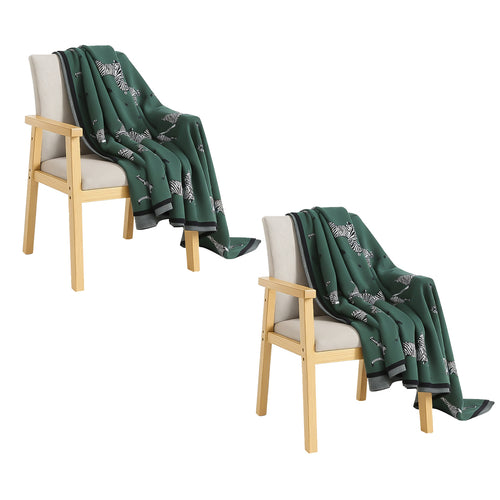 SOGA 2X Olive Green Zebra Print Throw Blanket 130x180cm 100% Cotton