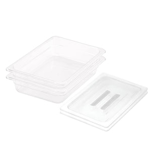 SOGA 65mm Clear Gastronorm GN Pan 1/2 Food Tray Storage Bundle of 2 with Lid