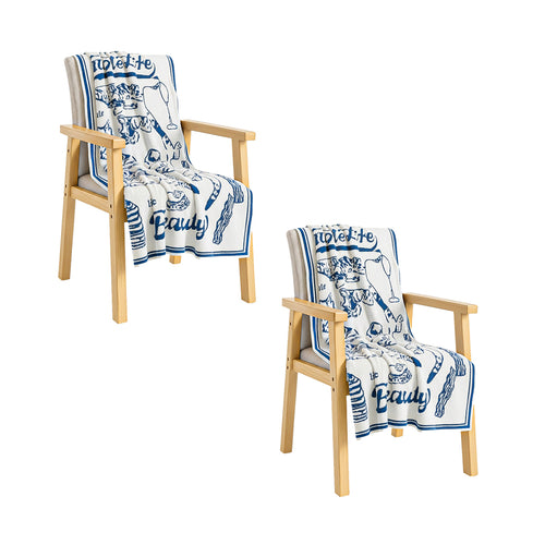 SOGA 2X Off-White Cat Print Throw Blanket 130x160cm Polyester