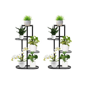 SOGA 2X 4 Tier 5 Pots Black Metal Plant Rack Flowerpot Storage Display Stand Holder Home Garden Decor